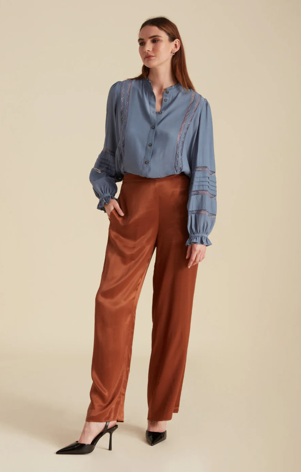 Lily and Lionel Leon Trouser Tobacco – trousers by Lily and Lionel, available to rent from Hirestreet