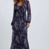 Lily and Lionel Margot Ruffle Neck Zodiac Print Maxi Dress In Multi
