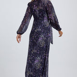 Lily and Lionel Margot Ruffle Neck Zodiac Print Maxi Dress In Multi
