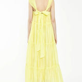 Glamorous Lime Yellow Square-Neck Tiered Maxi Dress
