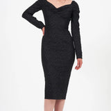 Little Mistress Black Bardot Midi Dress