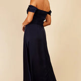 Little Mistress Bridesmaid Rafaela Navy Bardot Maxi Dress