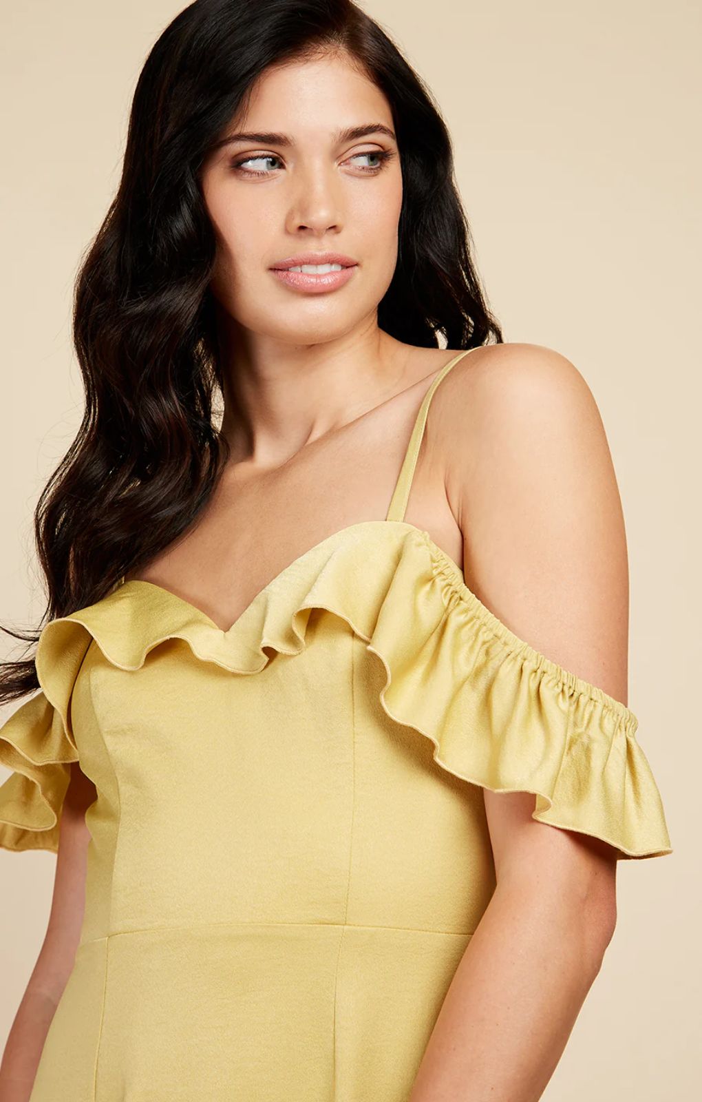Little Mistress Frill Cold-Shoulder Maxi Dress