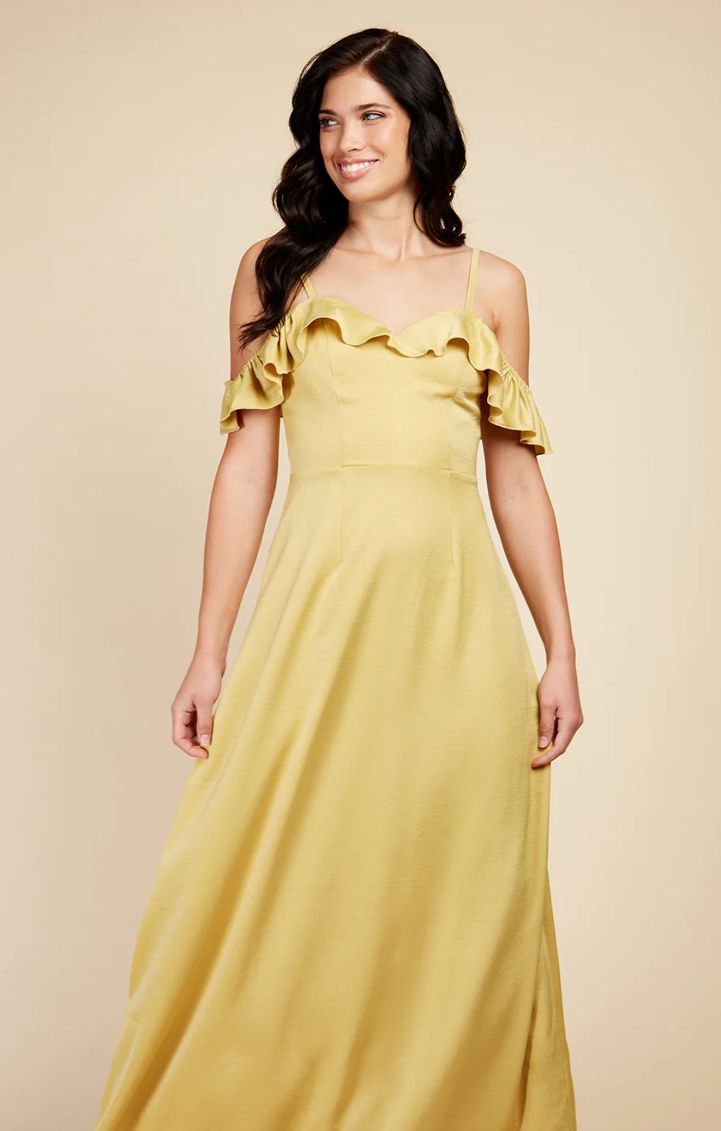 Little Mistress Frill Cold-Shoulder Maxi Dress