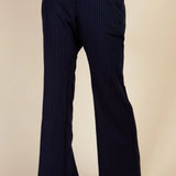 Little Mistress Navy Pinstripe Trousers By Vogue Williams
