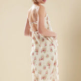 Love Triangle Ruffle Maxi Dress with Open Back in Cream Floral