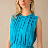 Ro&Zo Lucia Blue Gathered Waist Maxi Dress