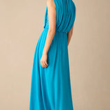Ro&Zo Lucia Blue Gathered Waist Maxi Dress