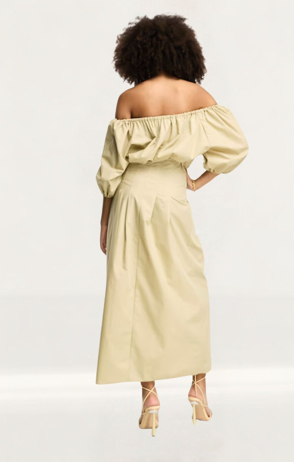 ASOS DESIGN Clean Cotton Corset Waist Off Shoulder Maxi Dress In Neutral