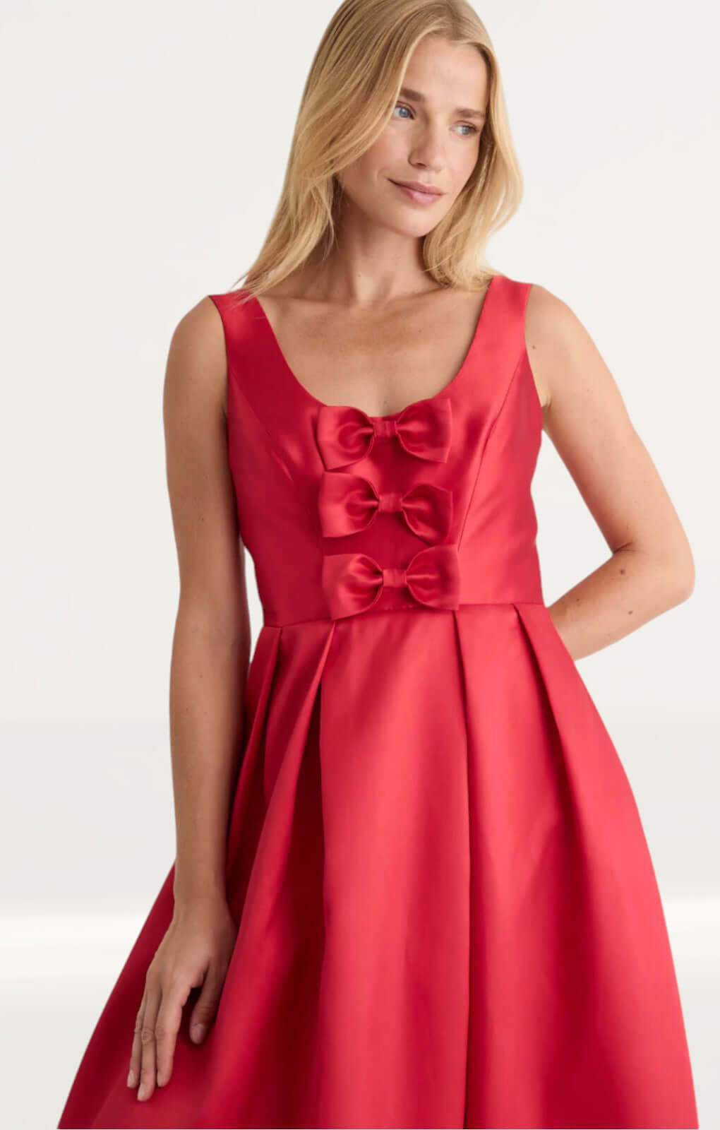 Nobody's Child Red Satin Bow Front Milda Dress