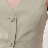 Miss Selfridge Tailored Longline Waistcoat in Khaki