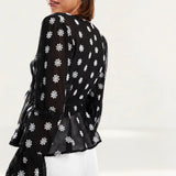 Miss Selfridge Embroidered Daisy Tie Front Blouse