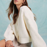 Miss Selfridge Embroidered Flower Cardigan in Cream