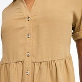 Miss Selfridge Linen Look Soft Shirt Playsuit In Stone