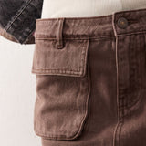 Miss Sixty Co-ord Mini Cargo Skirt in Brown Denim