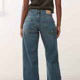 Motel Parallel Leg Low Rise Jeans in Bright Blue