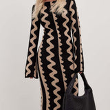 NA-KD Wide Sleeve O Neck Knitted Maxi Dress