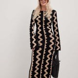 NA-KD Wide Sleeve O Neck Knitted Maxi Dress