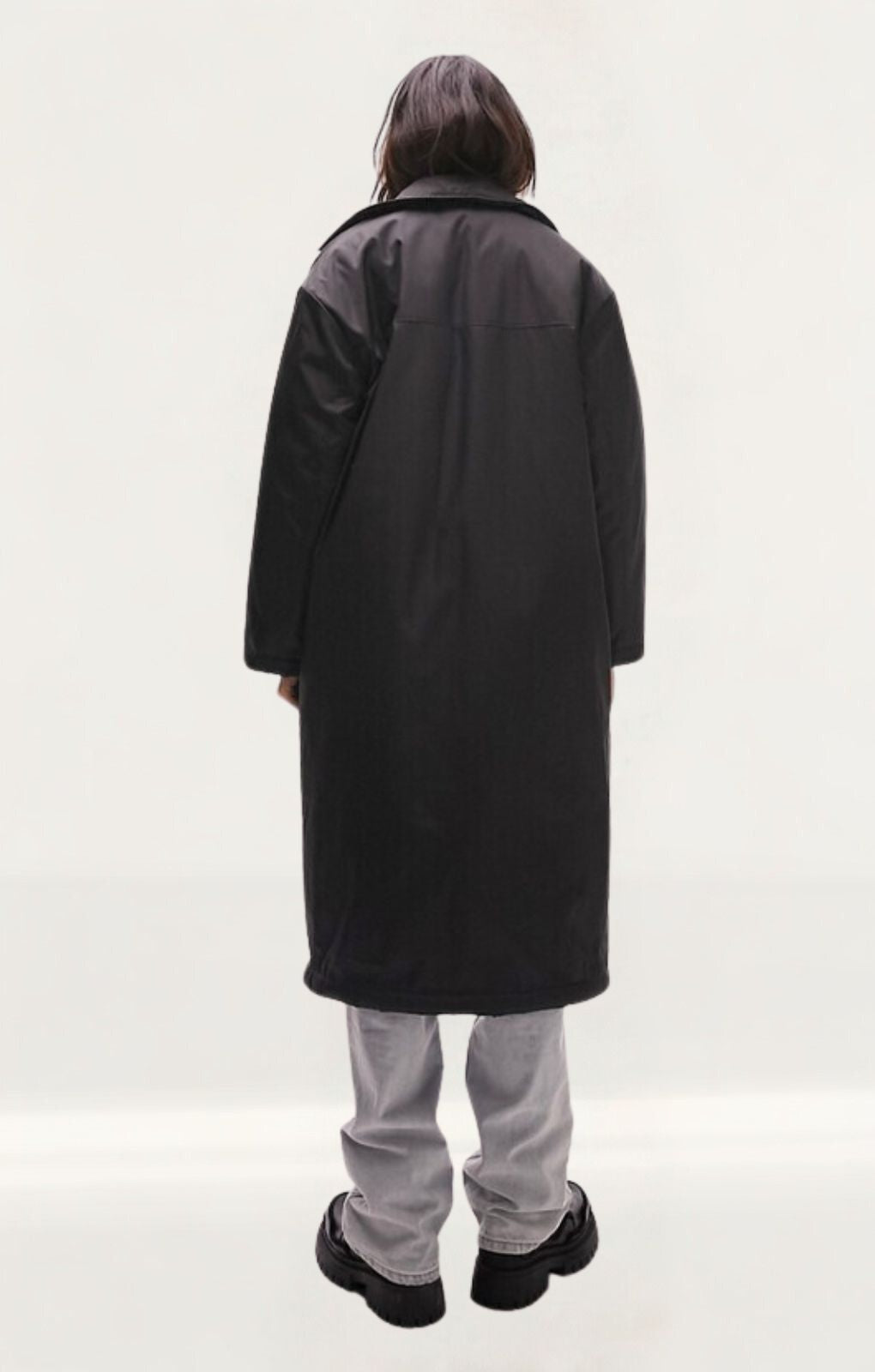 Topshop Longline Collared Car Coat In Black