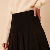 Nobody's Child Black Cord Mini Box Pleated Skirt