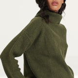 Nobody's Child Khaki Roll Neck Longline Knitted Jumper