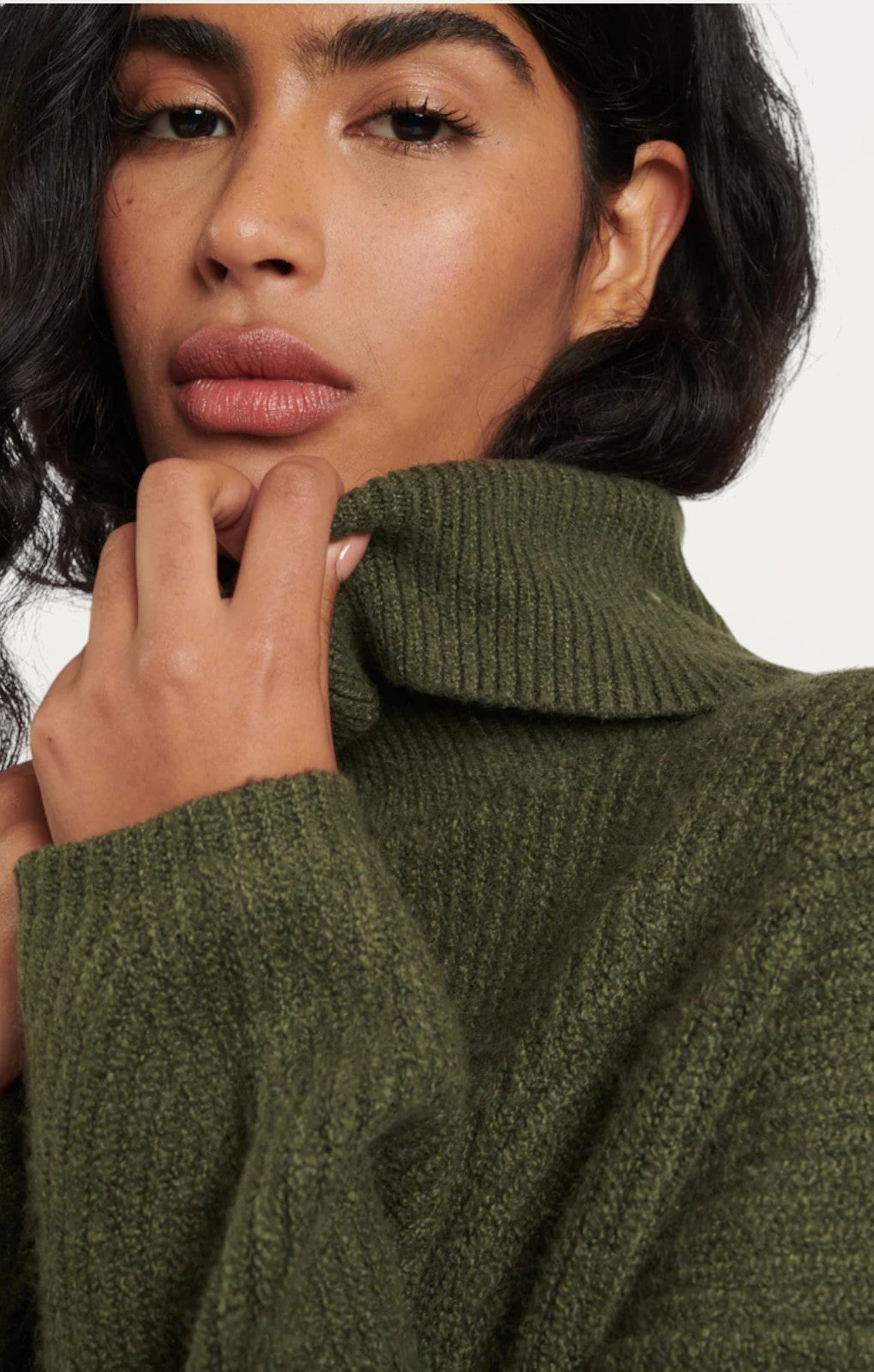 Nobody's Child Khaki Roll Neck Longline Knitted Jumper