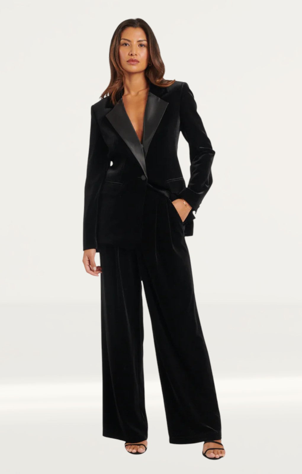 Nobody's Child Black Velvet Tailored Blazer