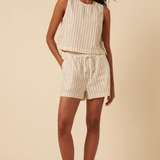 Nobody's Child Cream Pinstripe Tailored Shorts