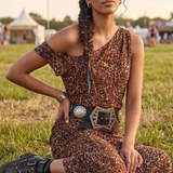 Nobody's Child Leopard Print Off Shoulder Skylar Midi Dress