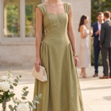 Nobody's Child Green Bow Back Rue Midi Dress