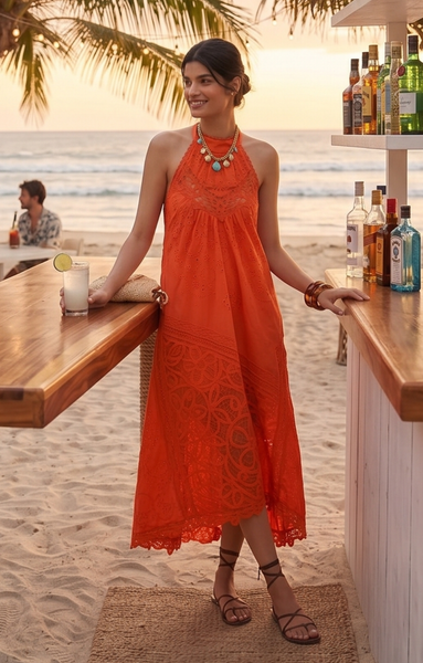 Rent Anthropologie Halter Cutwork Lace Dress