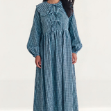 Nobody's Child Blue Gingham Peter Pan Collar Blaze Midi Dress