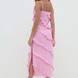 Pretty Lavish Nadine Ruffle Posie Pink Midaxi Dress