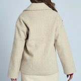 Native Youth Boucle Double Breasted Cropped Coat in Cream