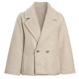 Native Youth Boucle Double Breasted Cropped Coat in Cream