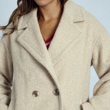 Native Youth Boucle Double Breasted Cropped Coat in Cream