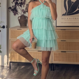 Collective The Label Petite Tiered Tulle Mini Dress In Blue