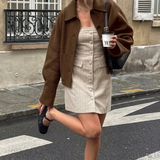 Noisy May Tailored Button Down Mini Dress In Grey Pinstripe