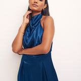 Nobody's Child Annie Satin Backless Jumpsuit In Blue