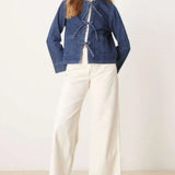 Nobody's Child Arlington Denim Jacket with Tie Front in Blue