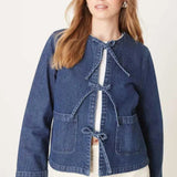 Nobody's Child Arlington Denim Jacket with Tie Front in Blue