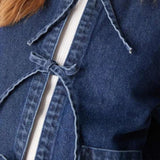 Nobody's Child Arlington Denim Jacket with Tie Front in Blue