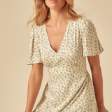 Nobody's Child Petite Atlas Midi Dress Woodblock Green Print