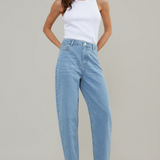 Nobody's Child Sky Blue Barrel Leg Jeans