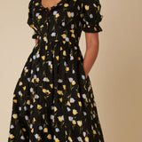 Nobody's Child Black Floral Flossie Midi Dress