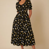 Nobody's Child Black Floral Flossie Midi Dress