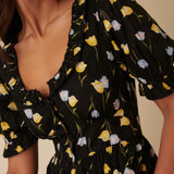Nobody's Child Black Floral Flossie Midi Dress