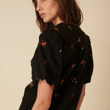Nobody's Child Black Floral SS Birdie Blouse