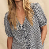 Nobody's Child Black Gingham Tie Front Bernadetta Blouse