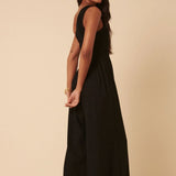 Nobody's Child Black Linen-blend One Shoulder Ruched Jumpsuit